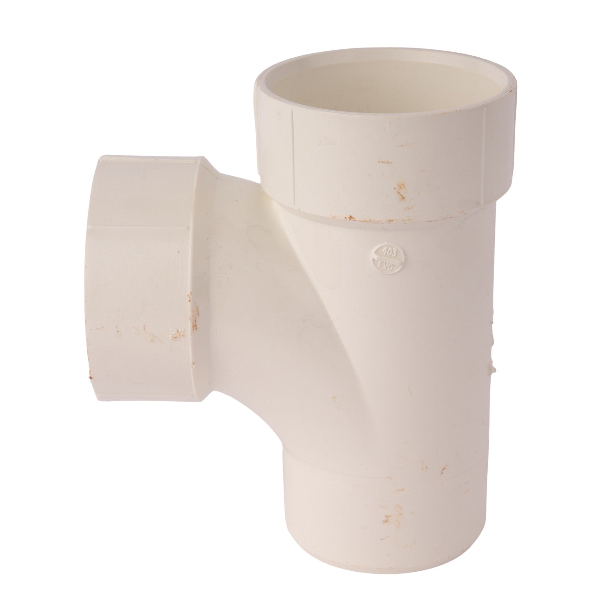 PVC DWV Reducing Street Sanitary Tee (Socket x Socket x Spigot) 3"