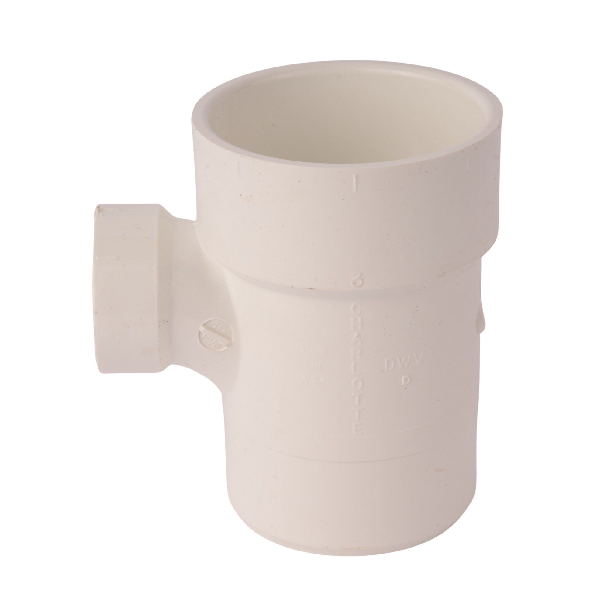 PVC DWV Reducing Street Sanitary Tee (Socket x Socket x Spigot) 3" x 3" x 1-1/2"