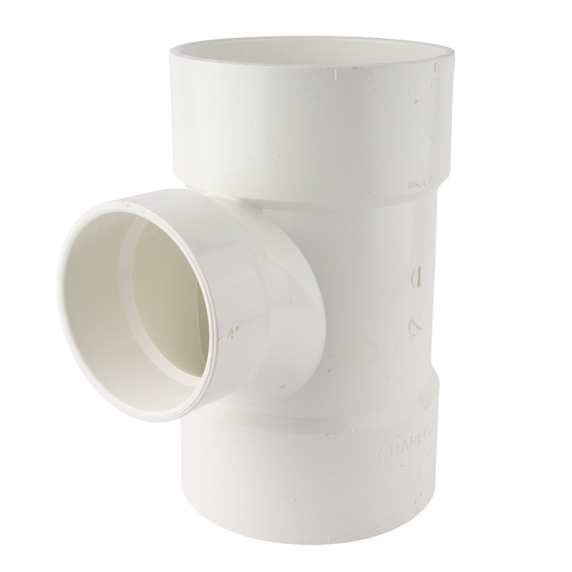 PVC DWV Street Wye (Socket x Socket x Spigot) 6" x 6" x 4"