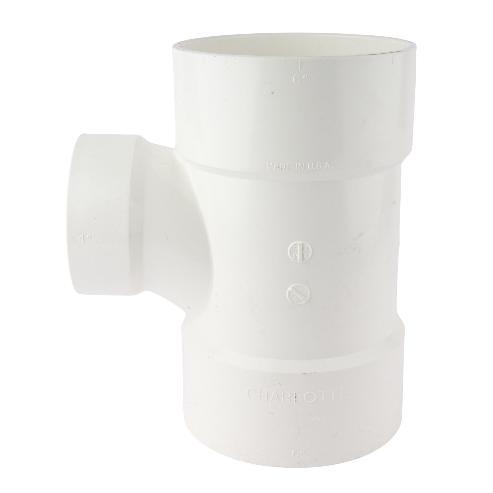PVC DWV Street Wye (Socket x Socket x Spigot) 6" x 6" x 4"