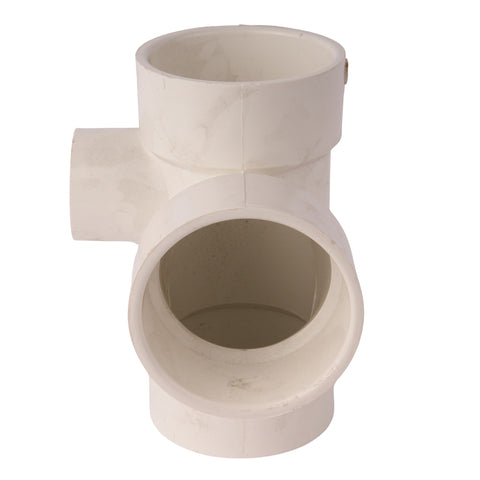 PVC DWV Sanitary Tee w/1-1/2" Right Side Inlets 3" x 3" x 3" x 3" x 1-1/2" x 1-1/2"