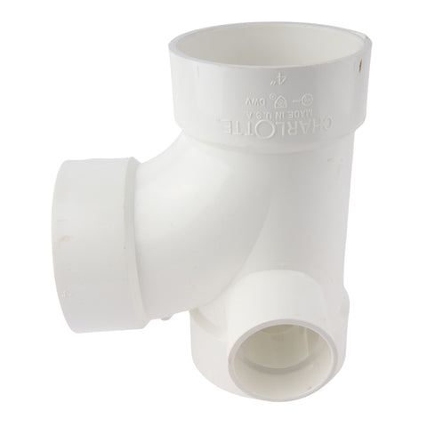 PVC DWV Sanitary Tee w/Right Side Inlet 4" x 4" x 4" x 2"