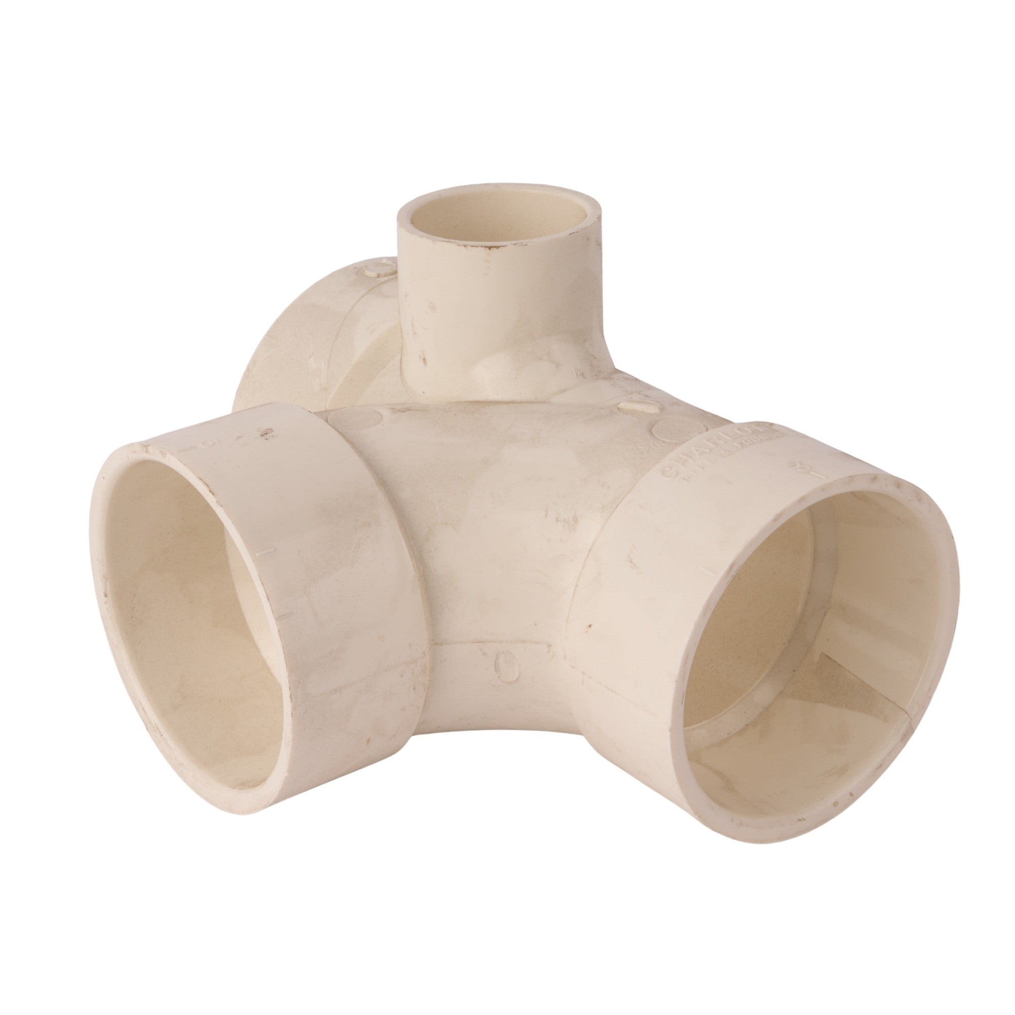 PVC DWV Sanitary Tee w/2" Left Side Inlets 3" x 3" x 3" x 1-1/2"