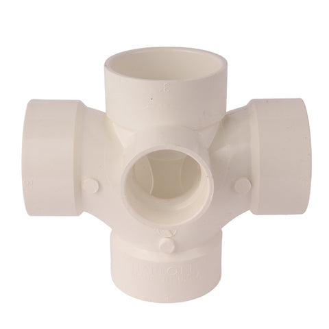 PVC DWV Double Sanitary Tee w/2" Side Inlet 3" x 3" x 3" x 3" x 2" x 2"