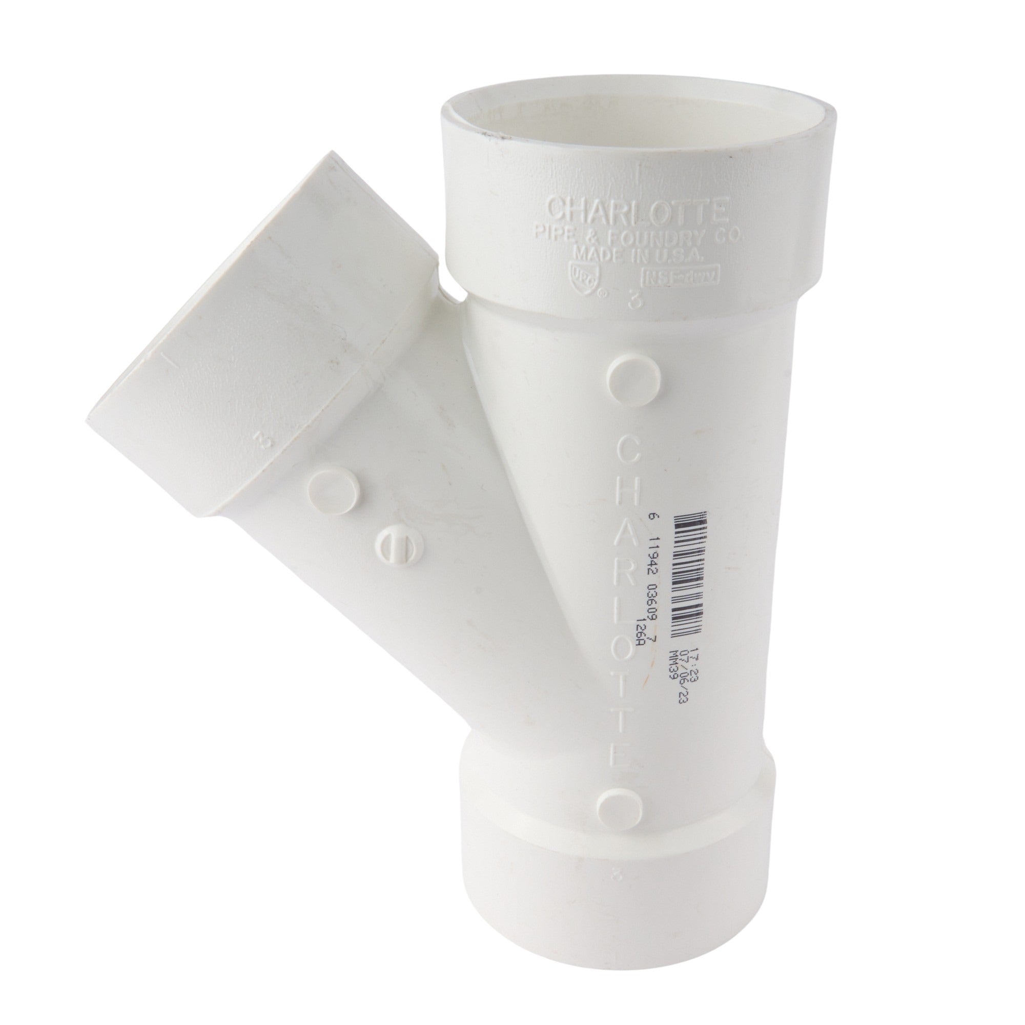 PVC DWV Street Wye (Socket x Socket x Spigot) 3"
