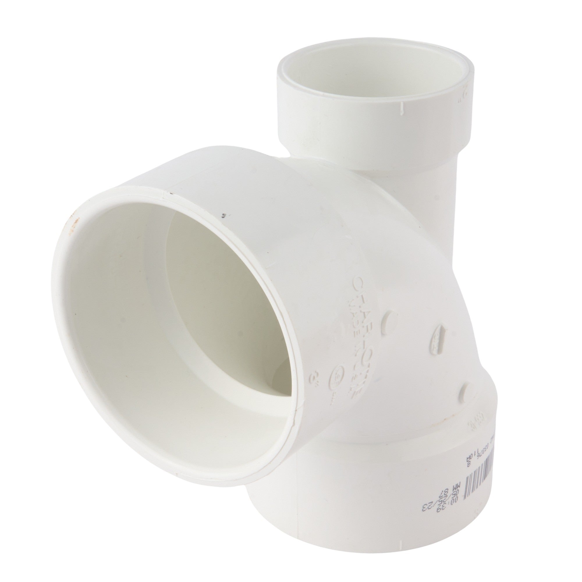 PVC DWV 90° Elbow w/2" Left Inlet 3" x 3" x 2"
