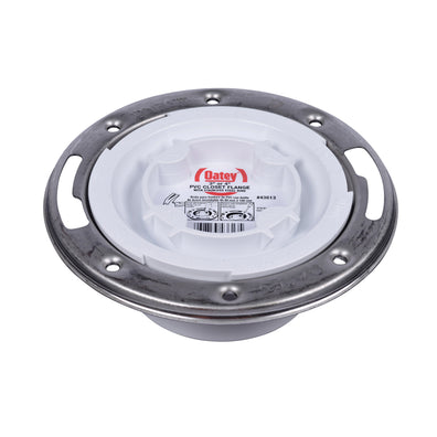 PVC DWV 90° Closet Flange w/Stainless Steel Ring 3" x 4"