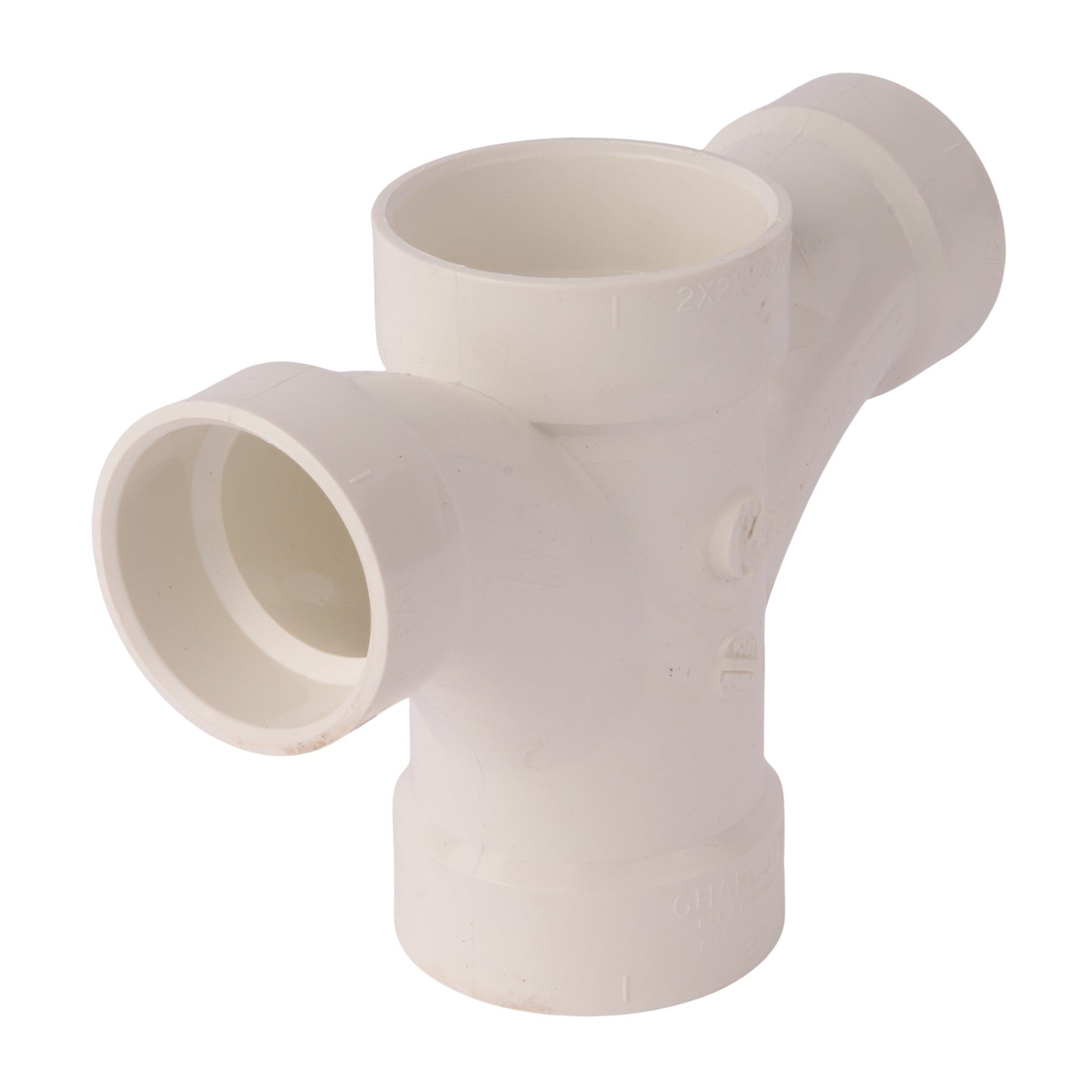 PVC DWV Double Fixture Tee 2" x 2" x 1-1/2" x 1-1/2"