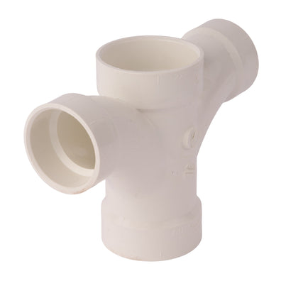 PVC DWV Double Fixture Tee 2" x 2" x 1-1/2" x 1-1/2"