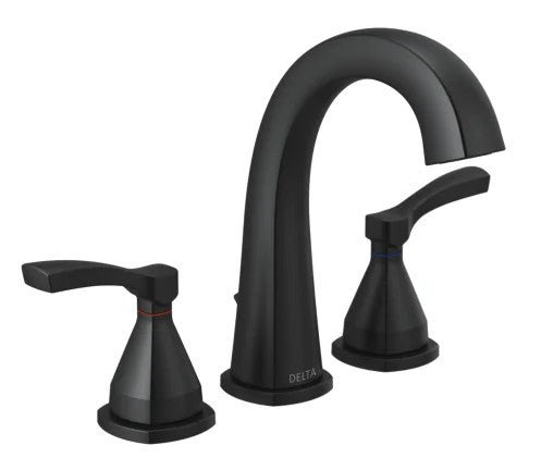 Delta Stryke Widespread Bathroom Faucet with Lever Handles and Pop - Up Drain Assembly - APEX Supply Co.