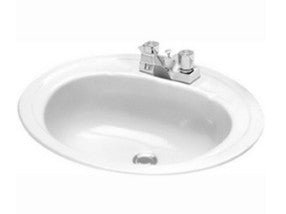 Briggs 4 inch Center Faucet Commercial Oval Enameled Steel Drop - in Lavatory Sink, 20 inch x 17 inch, White - APEX Supply Co.