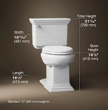 Kohler Memoirs 1.28 GPF Two-Piece Elongated Comfort Height Toilet with AquaPiston Technology - Seat Not Included