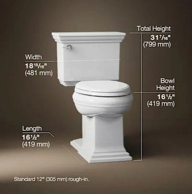 Kohler Memoirs 1.28 GPF Two-Piece Elongated Comfort Height Toilet with AquaPiston Technology - Seat Not Included