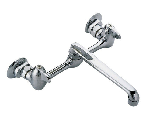 Banner Faucet Kitchen 2 Handle Chrome Wall Mount 8" Swivel Spout SF - 63 - 8 - APEX Supply Co.