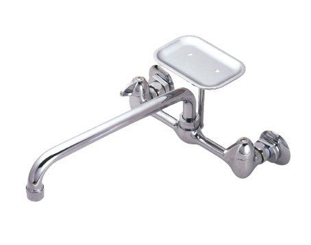 Banner Faucet Kitchen 2 Handle Chrome 12" Spout and Soap Dish, SF - 62 - APEX Supply Co.