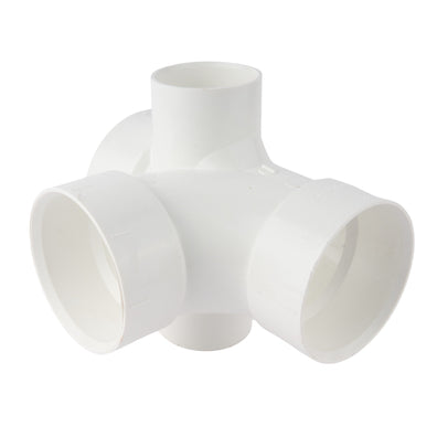 PVC DWV Sanitary Tee w/2" Right Side Inlets 3" x 3" x 3" x 3" x 2" x 2"