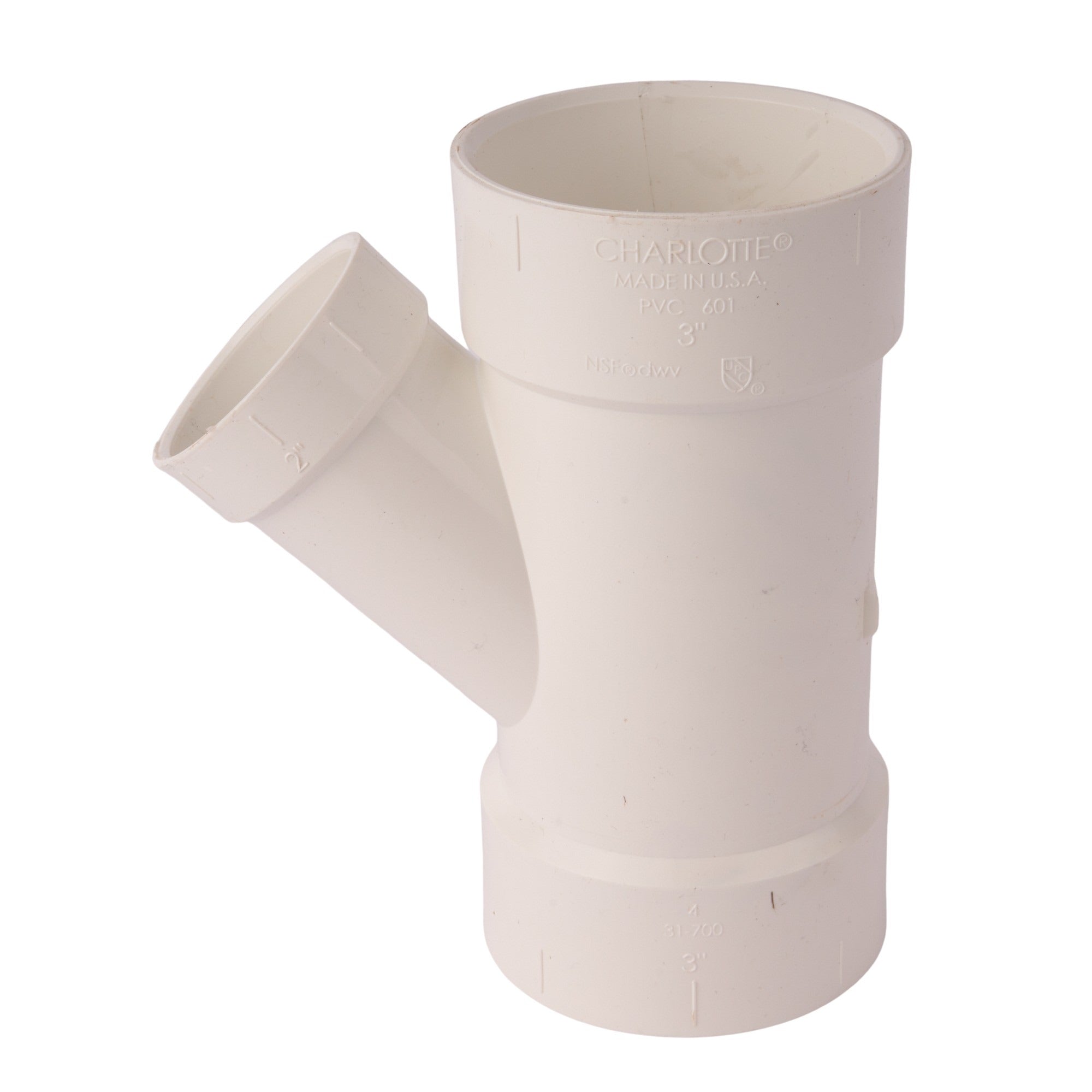 PVC DWV Wye 3" x 3" x 2"